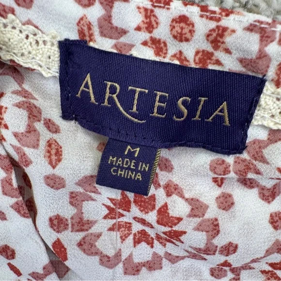 NWT Artesia Womens Top Size M Pink Blue Button Front - Picture 12 of 16